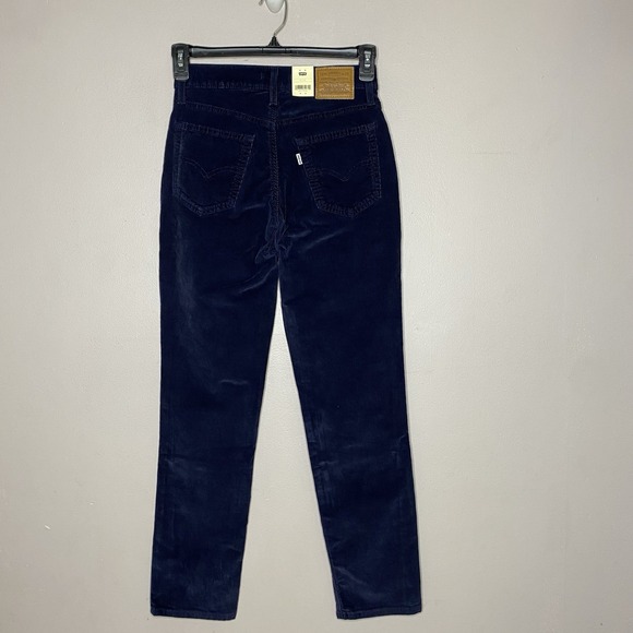 Levis 724 Corduroy Pants Womens Sz 27X30 Navy High Rise Slim Straight White Tab - Picture 2 of 14